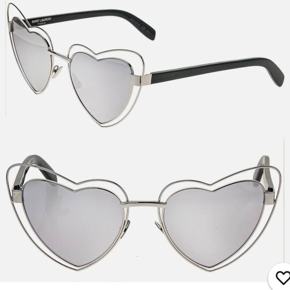 SAINT LAURENT LOULOU SL 197 SL197 Black Mirrored Metal Heart Sunglasses